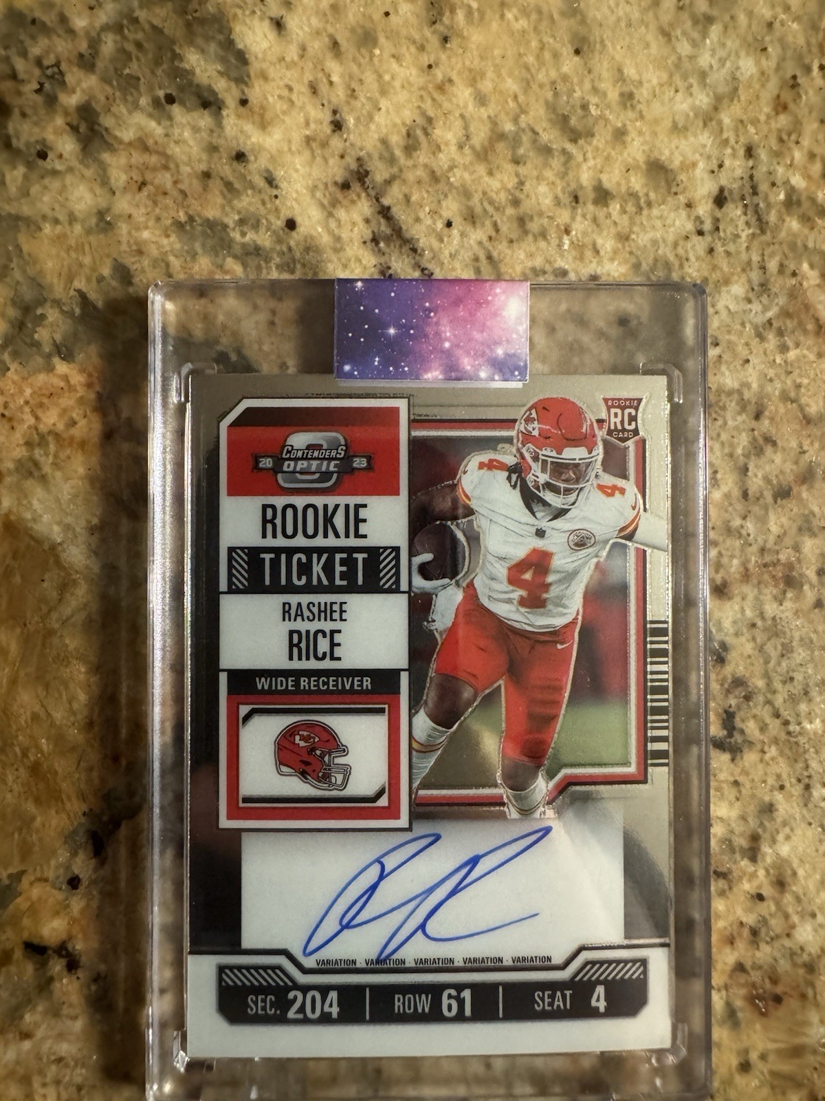 2023 Contenders Optic Rashee Rice Rookie Ticket Auto Variation Chiefs RC On-Card