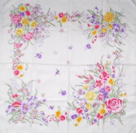 AVON LARGE SQUARE PINK & PASTELS FLORAL SCARF * Made in Italy - Picture 2 of 4