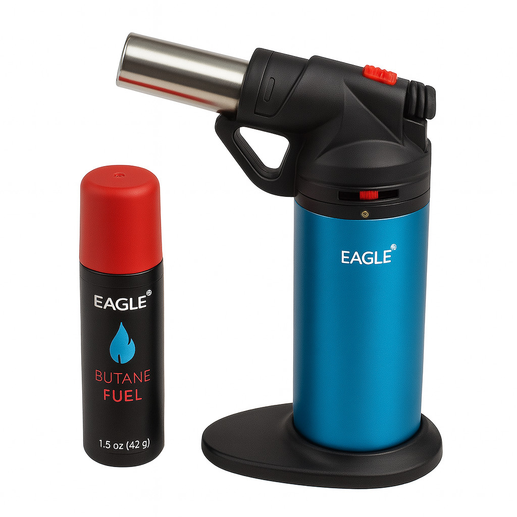 Eagle Torch Pro-Lite Hi-Flow Torch + Bonus Butane | PT171PL | 1CT Blue