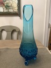 Vintage LE Smith Peacock Blue Three 3 Wheeler  Diamond Swung Vase 16.5” — photo 1