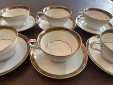 NORITAKE Japan Goldkin 5675 Tea Cups W/ Sauce...
