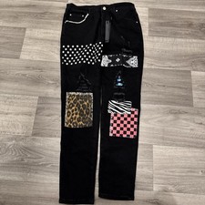 AMIRI Black Jeans Distressed Patches Paint Rips RN 150712 Size 34 Mens New