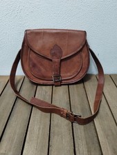 Women's Genuine Leather Brown Crossbody Bag Vintage Style Bag Pockets NWOT