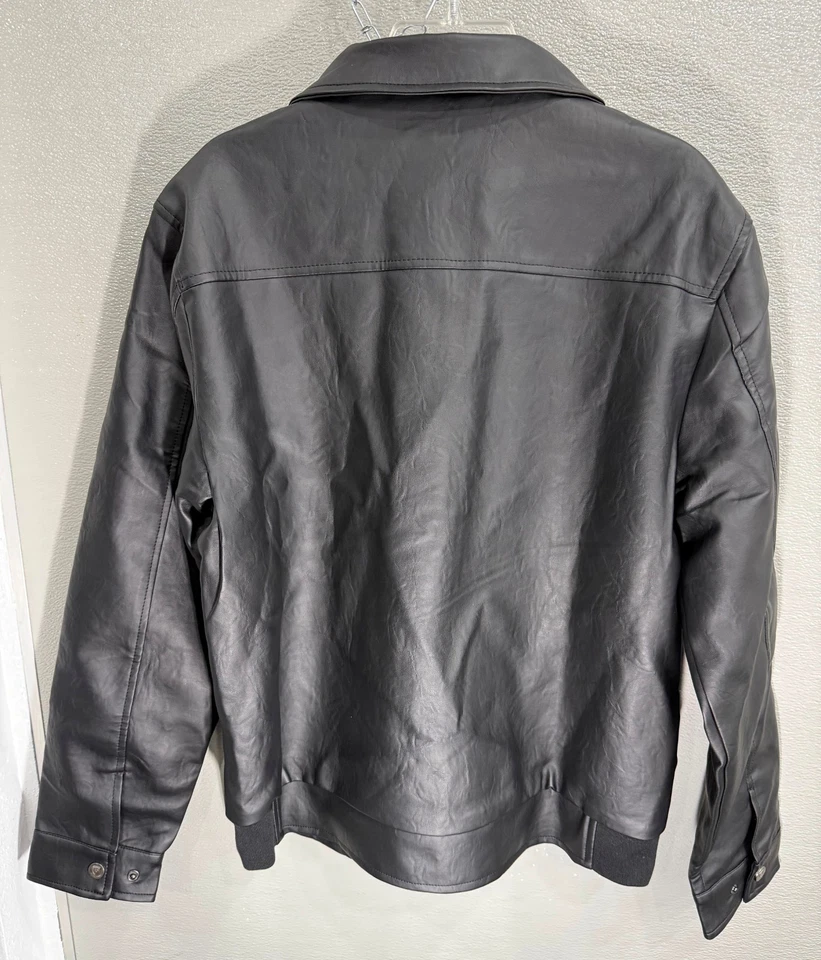 Chaqueta de hombre de cuero negra nueva con etiquetas F-COLLECTION. Talla L. Estilo: M22005:PR810 Foto 2 de 4