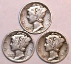 (3) Mercury Dimes - 1935D 1935S 1937S- #1060ED