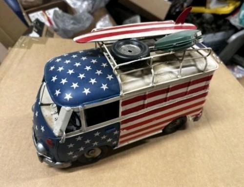 13" VW AMERICAN BUS VAN DIE CAST TIN TOY - Picture 3 of 5