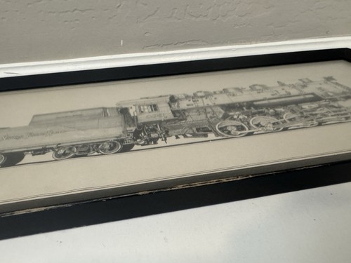 Vtg Steam Locomotive Train Print 1968 WM Shirley Framed NYC Black White Signed - 第 10/13 張圖片