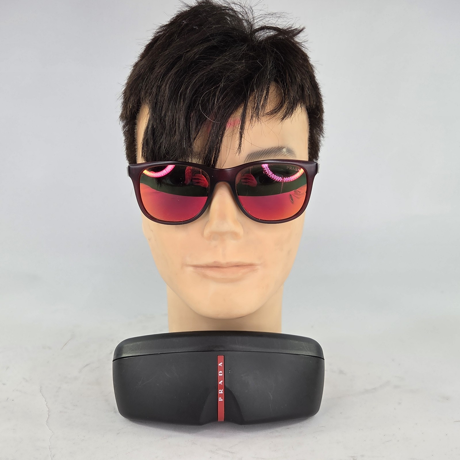 Prada Linea Rossa PS03O Square Sunglasses MAZ-6Y1 Burgandy Frame Mirror Lenses  thumbnail 2