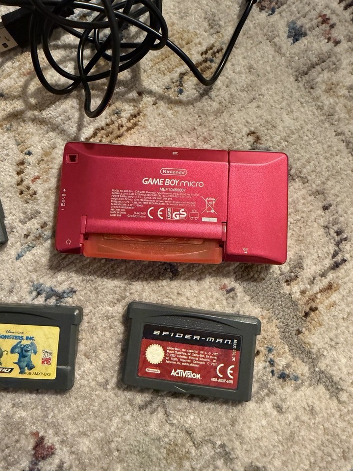 Nintendo Game Boy Micro Pink Handheld Console Bundle - Read Description ...