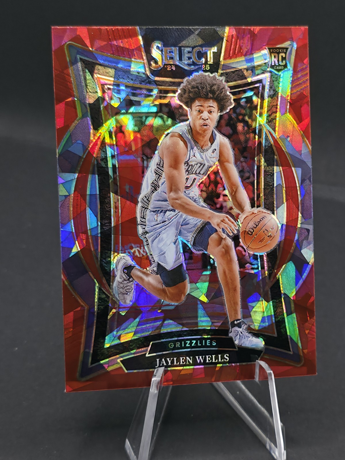 2024-25 Panini Select - Concourse Jaylen Wells #79 Red Cracked Ice Prizm (RC)
