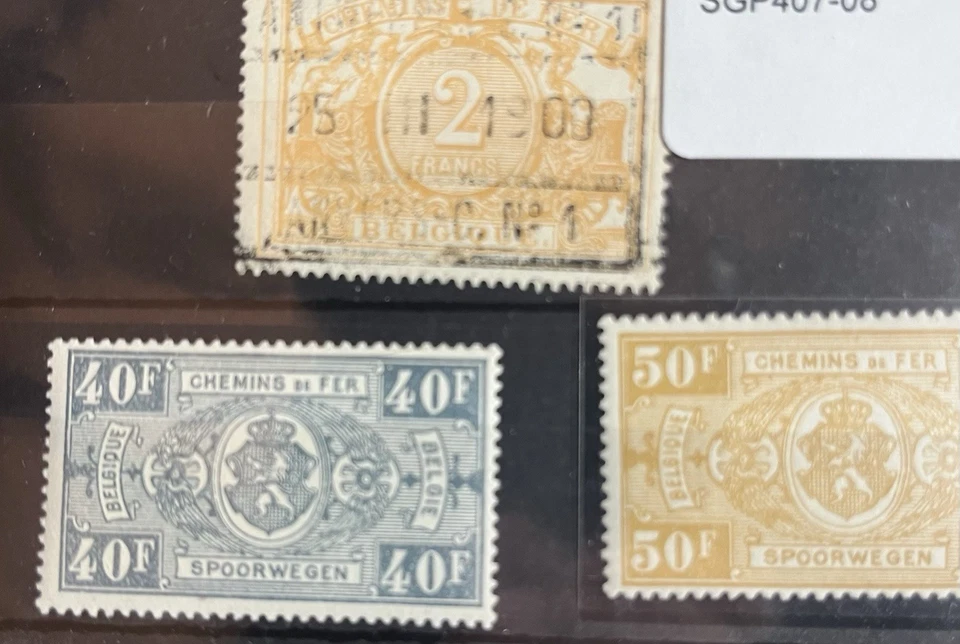 Three Belgium Railway Parcels Stamps 1923-31 40f And 50f SG 407-08 Fine u/m - Image 3 of 4