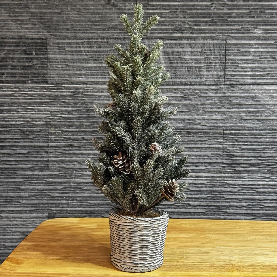 Artificial Christmas Tree With Pinecones Handmade Frosted Green Holiday Decor - Image 2 of 2