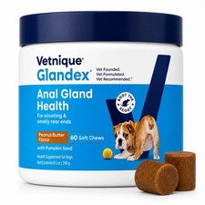 Vetnique Glandex Anal Gland Soft Chews 60ct Peanut Butter Dog Supplement