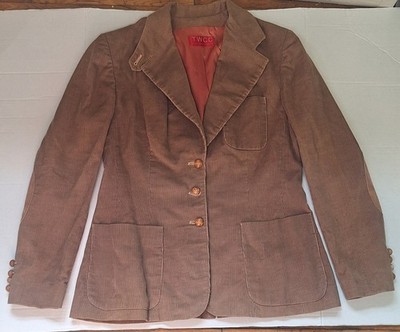 Vintage TWCC Corduroy Blazer Jacket Brown Elbow Patches Academic Sz 10