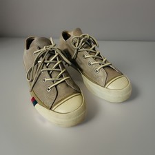 Pro-Keds - Royal Lo Leather Sneakers - Beige Size 8 Vtg Red/Blue Stripe Casual