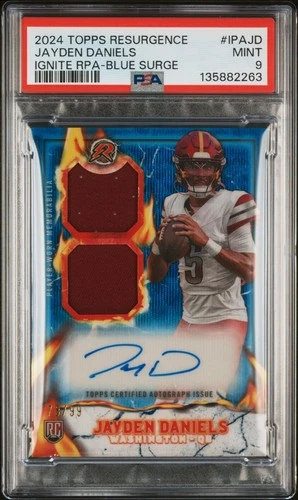 2024 Topps Resurgence Ignite RPA Auto Patch Jayden Daniels /99 RC PSA 9