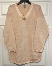 Sostanza Contemporary Pullover Sweater Women’s L Ramie/Cotton Peach Rose