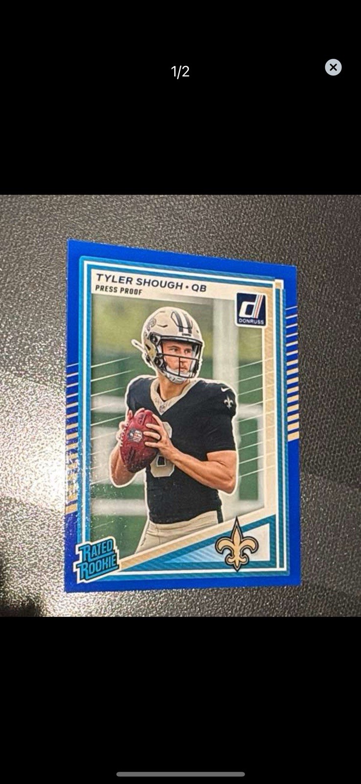 2025 Panini Donruss Rated Rookie Tyler Shough #304 Press Proof Blue (RC)