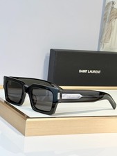 YSL SL572 Full Rim Square Sunglasses Gloss Black Frame Trendy Eyewear