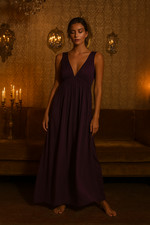 Romantic Sleeveless Cotton Nightgown Sheer Flowy with Deep Back