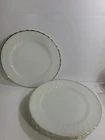 Vintage Anchor Hocking Milk Glass Scallop Swirl Gold Rim 10" Dinner Plates  5