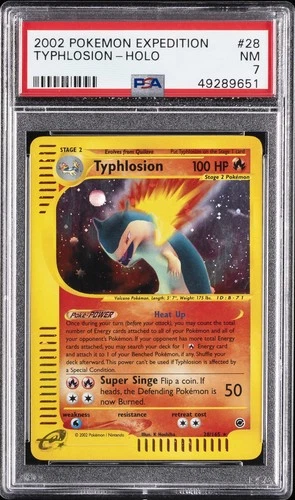 2002 POKEMON EXPEDITION #28 TYPHLOSION-HOLO PSA 7