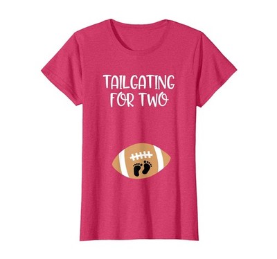 Tailgating for Two Football Game Day Pregnant Expecting Mom T-Shirt, Women, R...