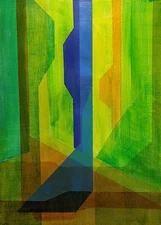 Original Art Abstract Acrylic Painting 9x12 on Art Paper. 'The Blue Column'