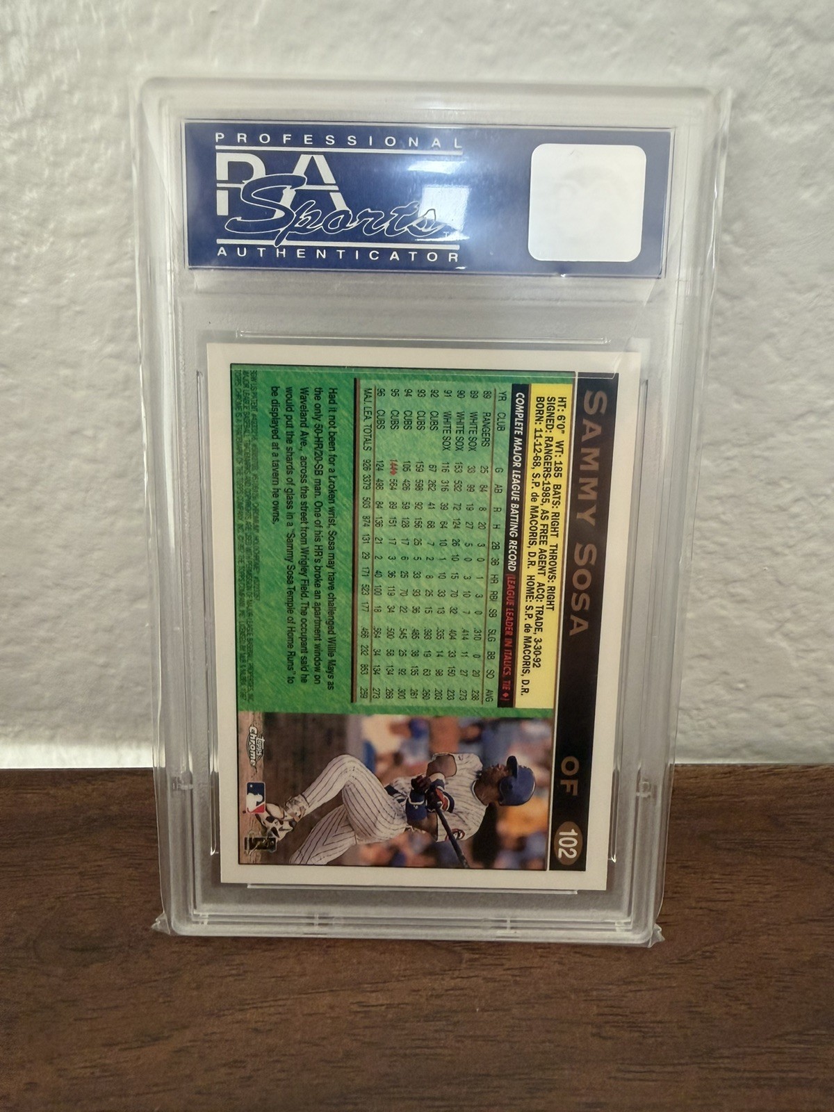1997 Topps Chrome - Sammy Sosa #102 PSA 10 POP 1! obo view 2