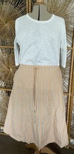 Toast Cotton Drawstring Waist Raft Stripe Skirt XL Redcurrant / Ecru
