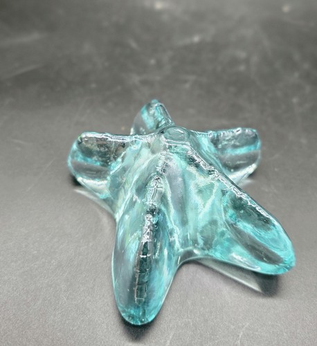 Lotto/3 statuine fermacarte stelle marine conchiglia vetro artistico iridescente 3,5" nautico - Foto 6 di 7