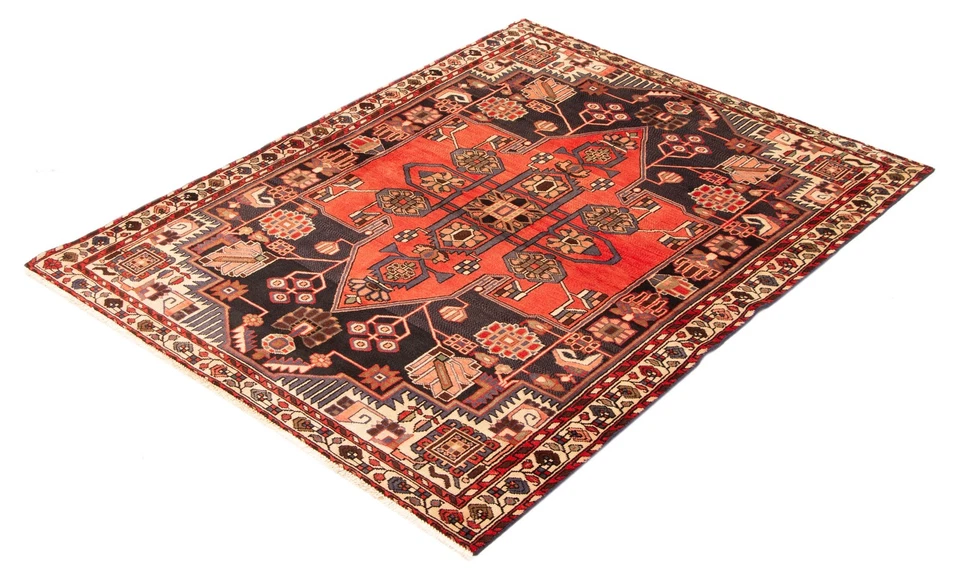 Alfombra oriental tradicional vintage anudada a mano alfombra de lana de 5'2" x 6'8" Foto 4 de 4