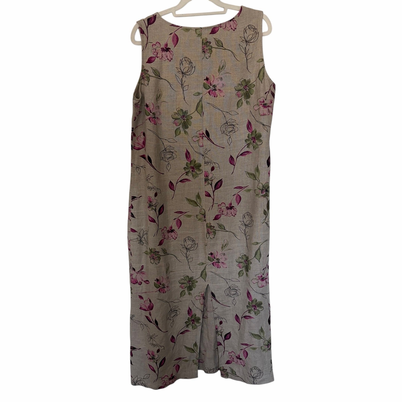 Style&Co 100% Linen Maxi Dress 12P Floral Lagenlook Prairie Peasant Cottagecore