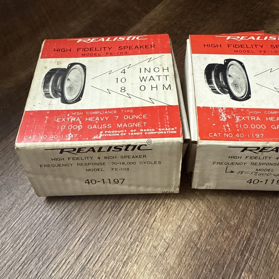 2-NOS винтажный 8 Ом радио Shack высокой точности динамик 4» (40-1197) FE 103 новый в коробке - Изображение 2 из 4