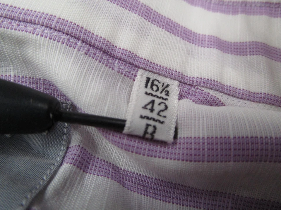 Camisa de Vestir Lorenzini Para Hombre 16.5 42 Rayas Púrpura Hecha en Italia Neiman Marcus Foto 4 de 4