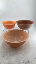 Vintage Pyrex Brown Orange Glossy Finish Round Serving Bowls Lot Of 3