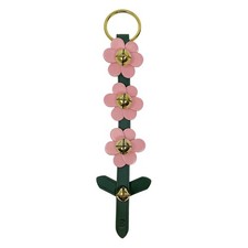 Belsnickel Three Pink Flowers Leather Sleigh Bell Door Hanger Made in USA