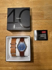 TIMEX Easy Reader 40th Anniversary Blue Dial Quartz Watch with Leather Band