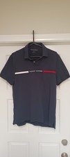 Tommy Hilfiger Men's Regular Fit Embroidered Graphic Logo Stretch Polo Navy Blue