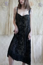 Antique 1920s Silk Slip Dress Devore Velvet Burnout Silk Flapper Column