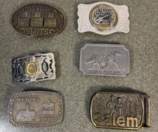 Set Of 6 Vintage Belt Buckles , Horse Park, Vegas Slots