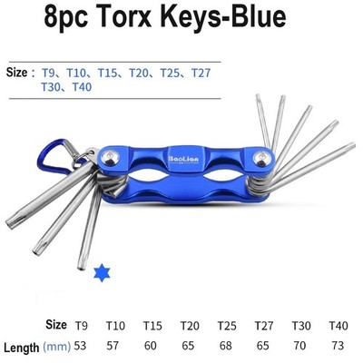 8pc Folding Hex Wrench Metal Metric Torx/Allen Set Hexagonal Screwdriver Hex Key