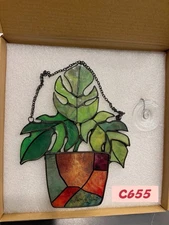 Handmade Stained Glass Plant Suncatcher Window Hanging