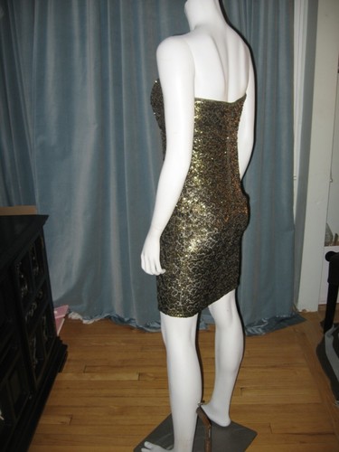 Vestido Alice + Olivia Bronce Lentejuela Embellecido Tubo Bustier Sin tirantes 8 US $396 - Imagen 9 de 12