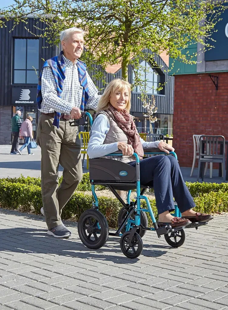 CareCo Fusion Lite Travel Transit Attendant Wheelchair Folding Wheel