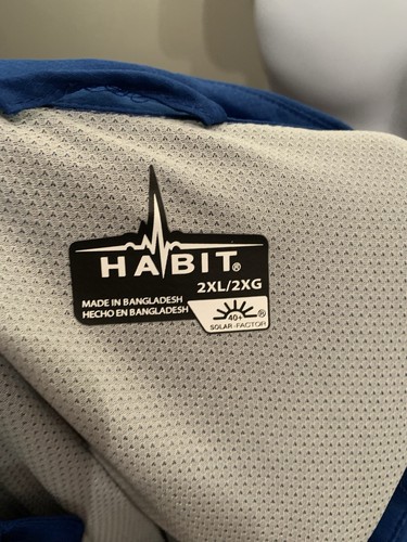 Habit Fishing Shirt Mens 2XL Blue Long Sleeve Vented Camping Outdoors - Picture 8 of 14