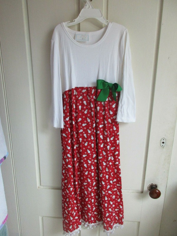 EUC GIRL'S Snowman Holiday Dress Size 7/8/9