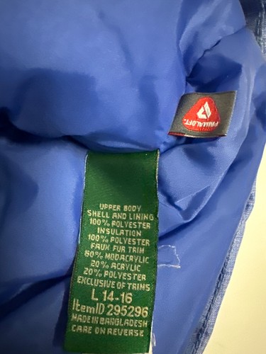 L.L Bean Winter Light Blue Faux Fur Hooded Jacket Coat Size L 14/16 Boys - Picture 7 of 15
