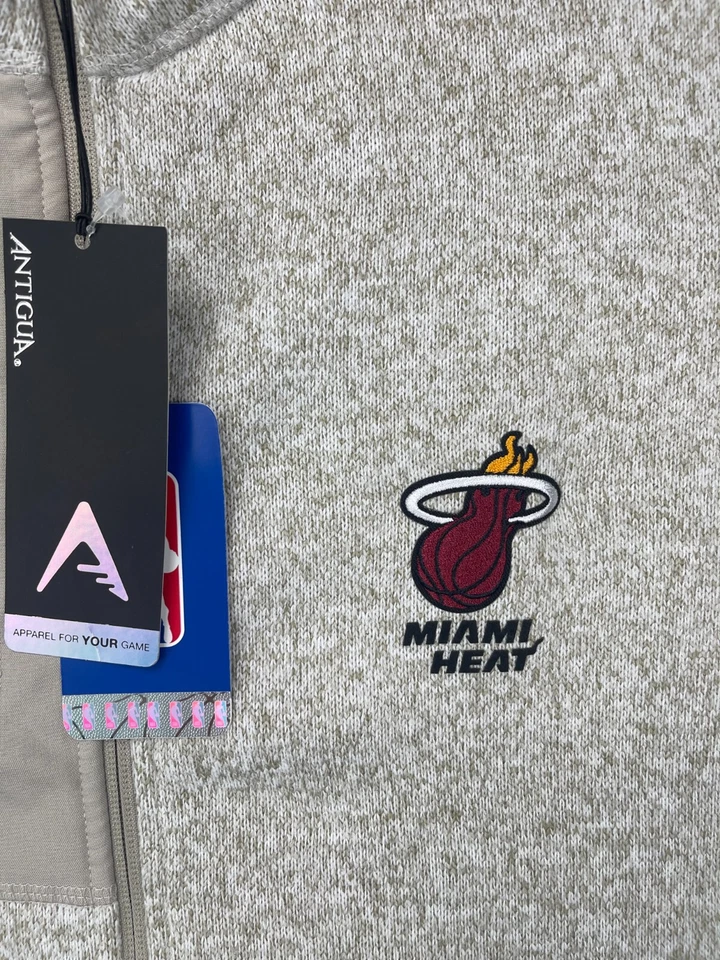 Jaqueta masculina nova com etiquetas Antigua com zíper completo Miami Heat Fortune urze de aveia tamanho 2XL - Imagem 4 de 4