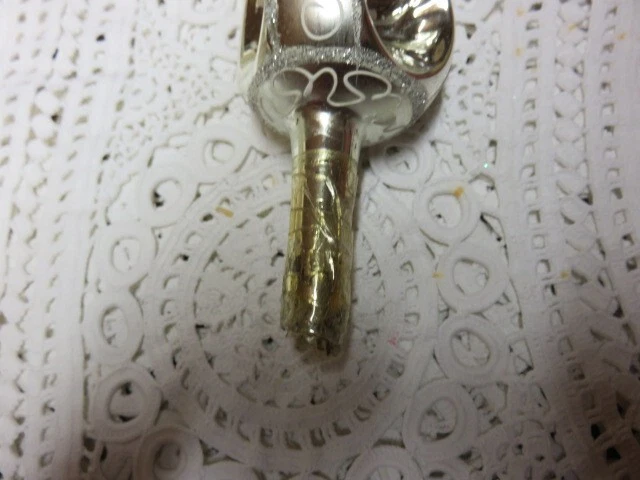 Ancienne pointe sapin de Noël en verre 2 x boules trois faces, hauteur 37 cm - Photo 3/3